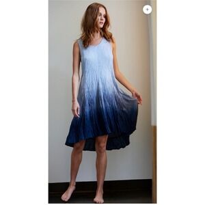 Cino Dip Dye Indigo dress Large high-low swing tank blue purple‎
